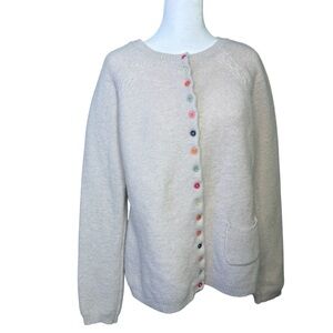 Tabitha Webb Lambswool Knit Sweater Colorful Buttons Small Pocket L